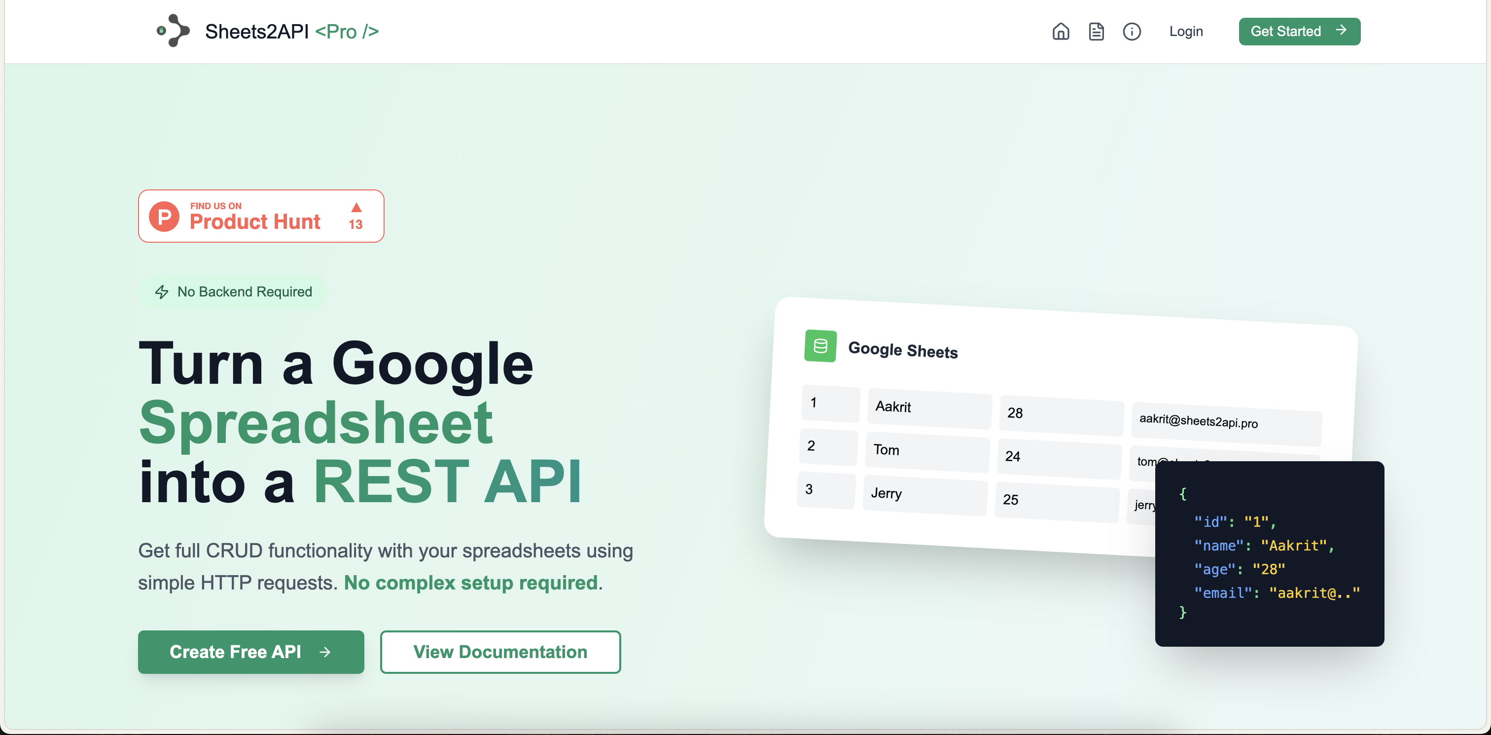 Sheets2API
